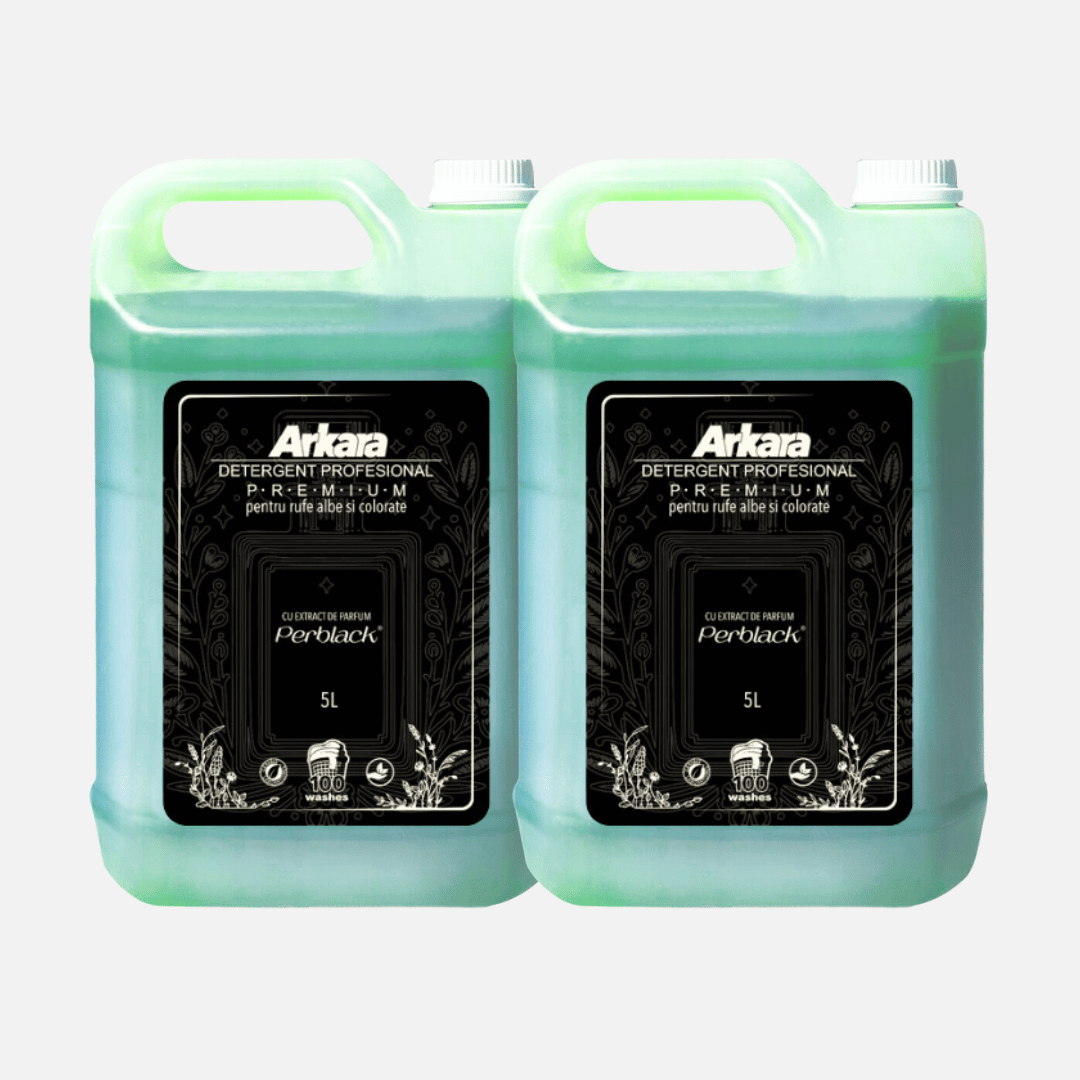 Pachet 2 x 5L Detergent lichid Premium Arkara Perblack Verde pentru rufe albe si colorate