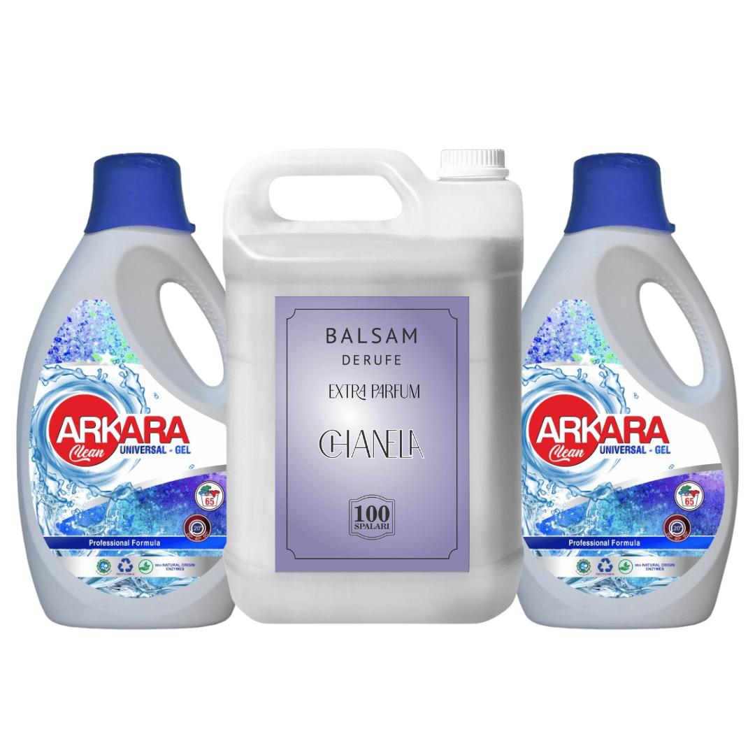 Pachet 2x Detergent Arkara Clean Universal Gel 3.2L + 1x Balsam rufe premium Chanela, 5L
