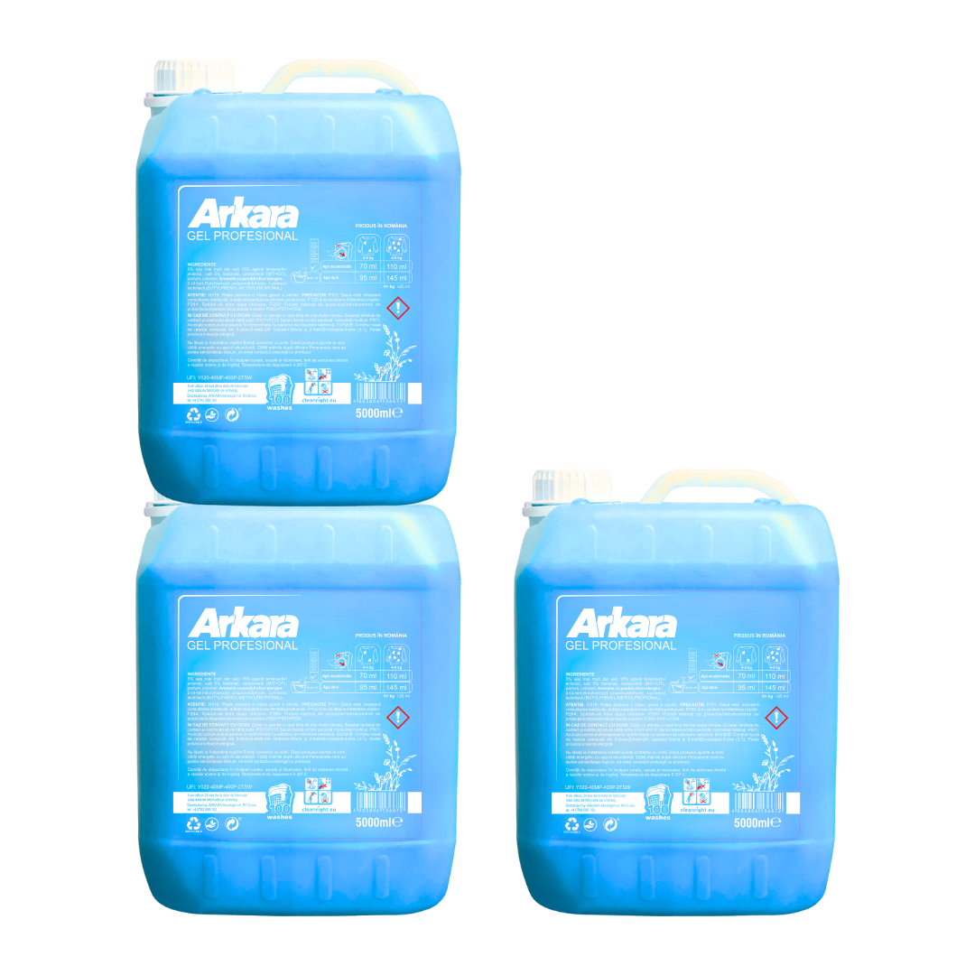 Pachet 3x Detergent Arkara Gel Profesional Albastru 5L