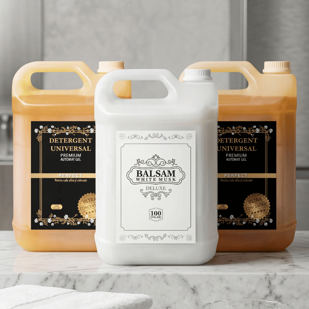 Pachet 2x Detergent Universal Premium Automat Gel- 10L + 1x Balsam de rufe 5L Extra Parfum Chanela