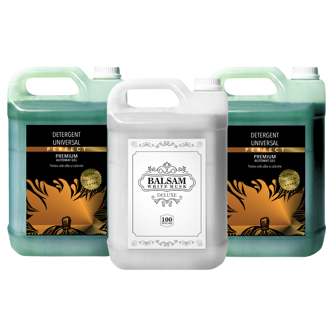 Pachet 2x Detergent Universal Premium Ultra Concentrat- 10L + 1x 1x Balsam White Musk Deluxe- 5L