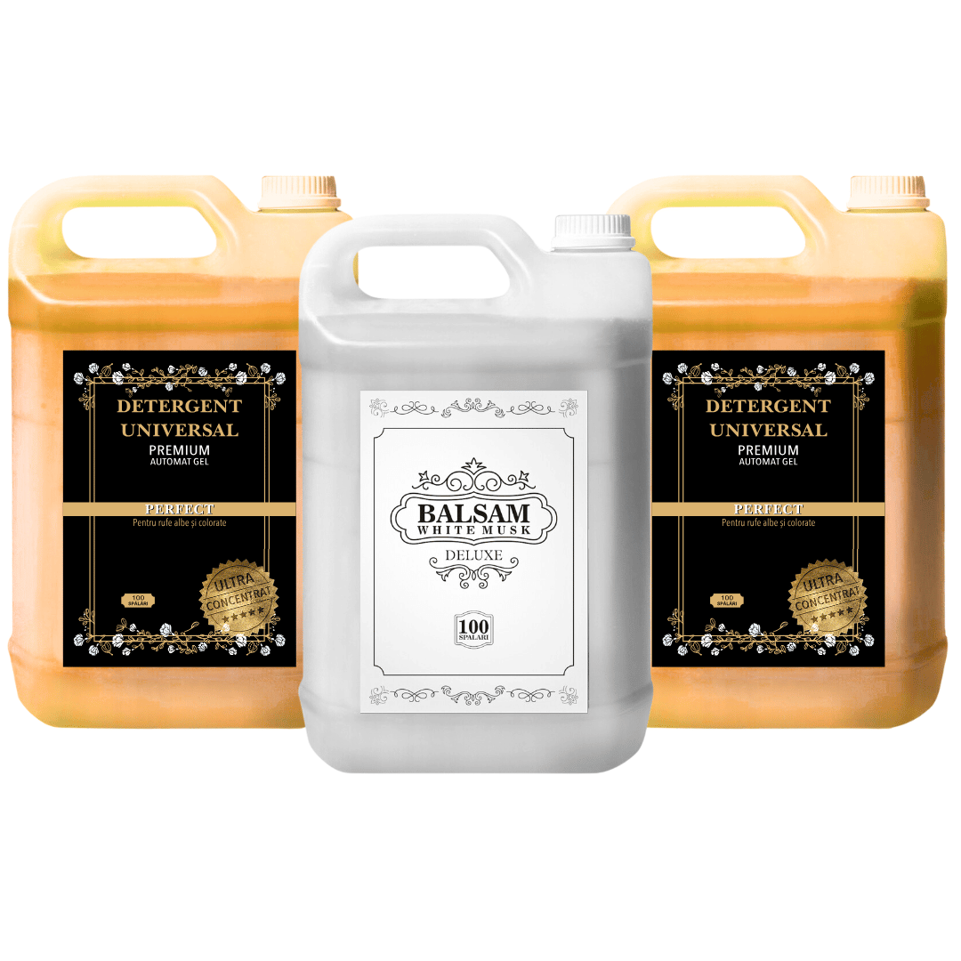 Pachet 2x Detergent Universal Gel Portocaliu 10L + 1x Balsam White Musk Deluxe