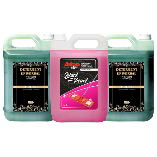 Pachet 2x Detergent Profesional Premium Automat Gel 10L + 1x Detergent Pardoseala Black Pearl