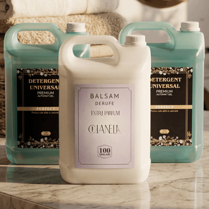 Pachet 2x Detergent Universal Premium Automat Gel- 10L + 1x Balsam de rufe 5L Extra Parfum Chanela