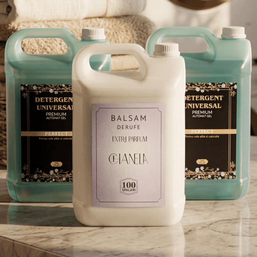 Pachet 2x Detergent Universal Premium Automat Gel- 10L + 1x Balsam de rufe 5L Extra Parfum Chanela