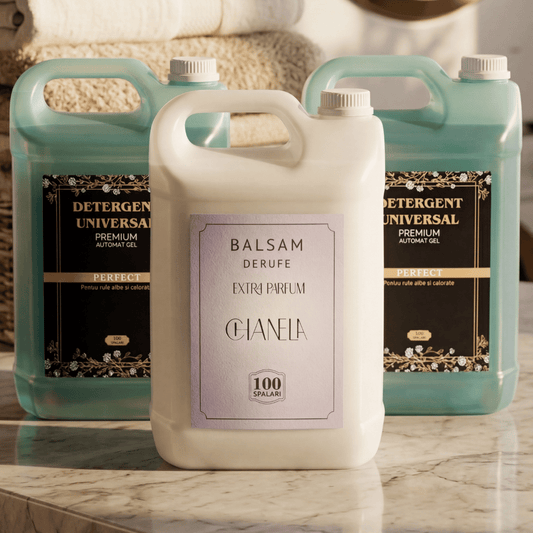 Pachet 2x Detergent Universal Premium Automat Gel- 10L + 1x Balsam de rufe 5L Extra Parfum Chanela
