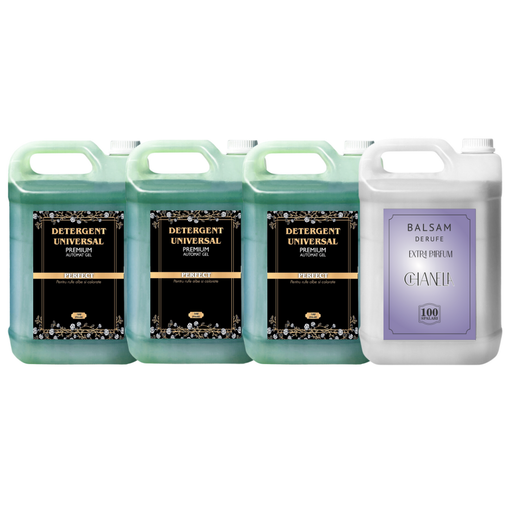 Pachet 3x Detergent Universal Automat Gel 15L + 1x Balsam de rufe Chanela 5L